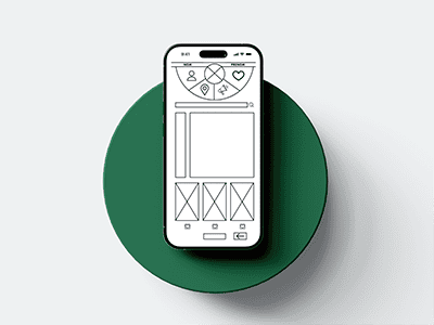 Photographie d'une maquette d'application mobile